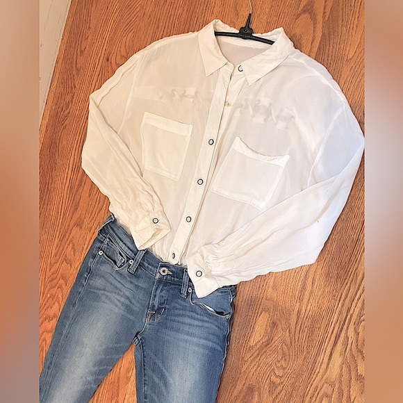 Lucky Brand Womens Blue Fade Denim Brooke Skinny Jeans + White Button Up Shirt - Picture 15 of 16